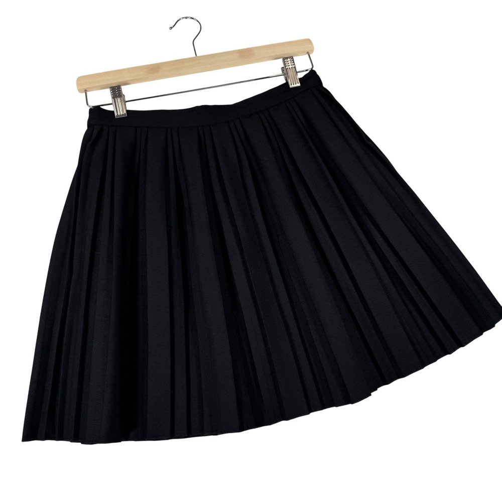 COS Pleated Mini Skirt Sz 6 Black Wool Blend Twill Dark Academia Preppy 11059356